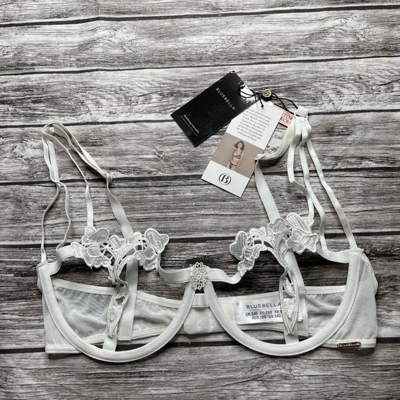 Victoria's Secret Other - BlueBella Sexy Lace Bra Lingerie Cage Open Cup Triple Adjustable Strap 34D White